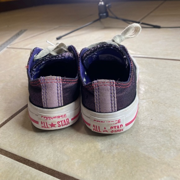 Converse All Star Purple Metallic Double Tongue 654227F Size 12 Youth Lace up - Picture 4 of 6